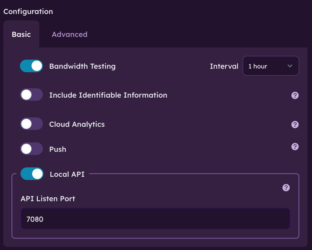 Local API Configuration