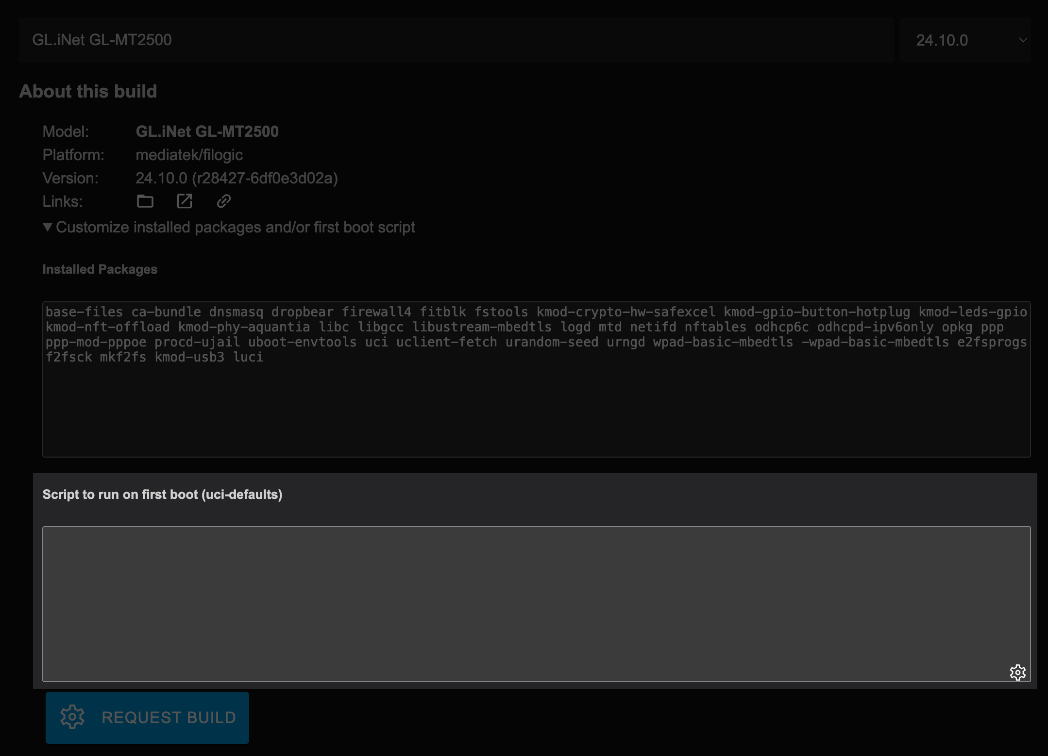 Customize first boot script