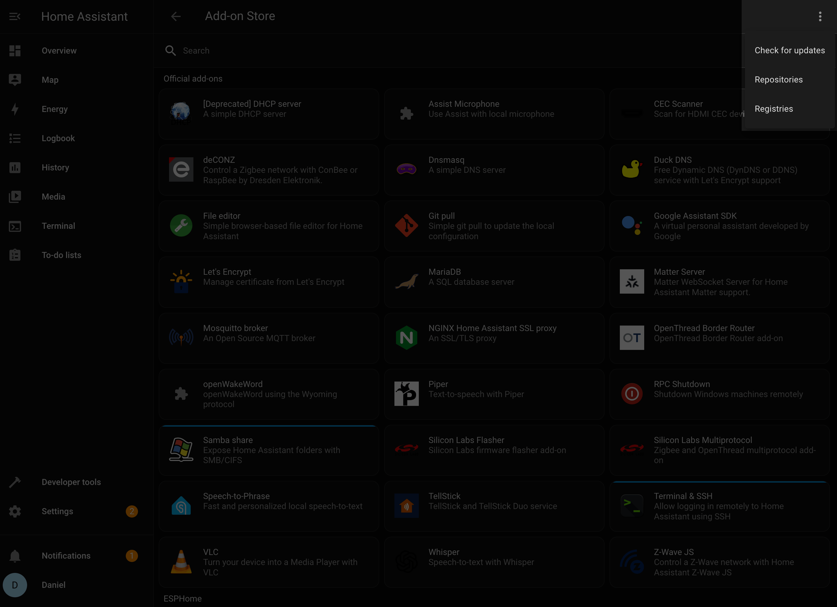 Select Repositories from menu