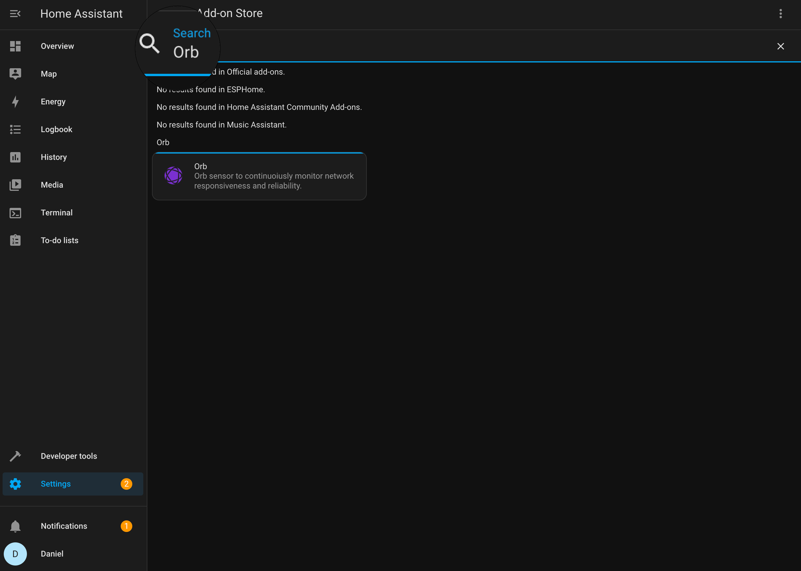 Find Orb add-on in store