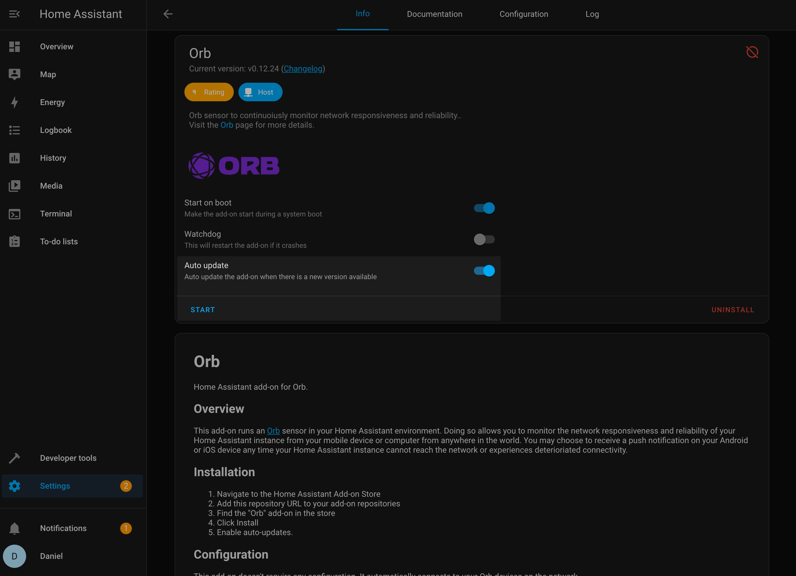Configure Orb add-on settings