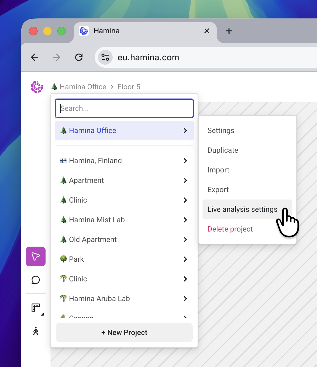 Live Analysis Settings