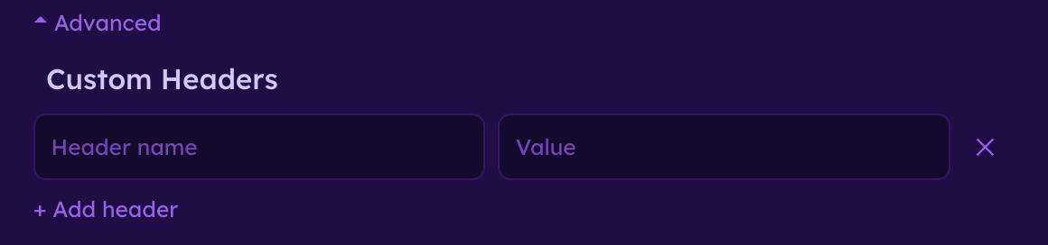 Webhook Destination Advanced Settings