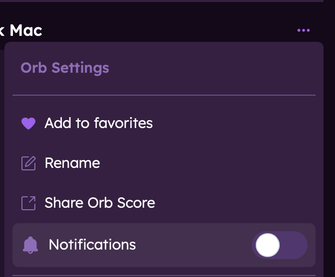 Notifications Orb Menu