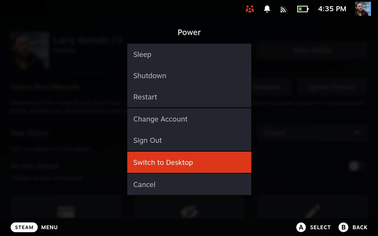 Switch to Desktop option