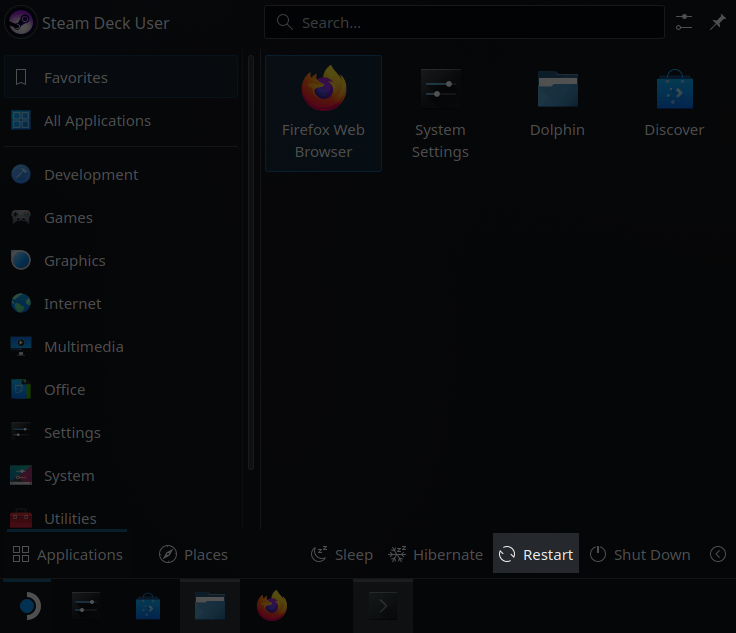 Restart from Desktop Mode